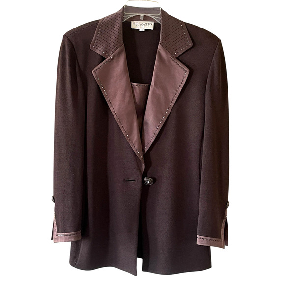 ST. JOHN EVENING by Marie Gray Women's Size 10 Brown Knit Elegant Jacket VTG USA - Picture 6 of 14